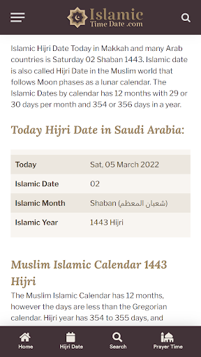 IslamicTimeDate.com Hijri Date