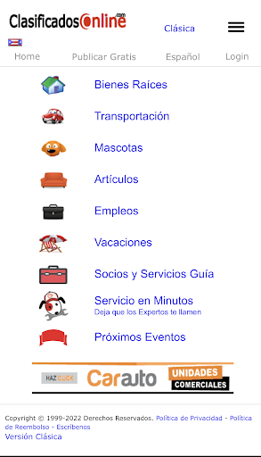 Android application ClasificadosOnline screenshort