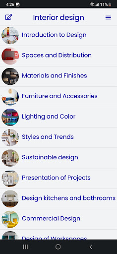 Android application Interior Design Course screenshort
