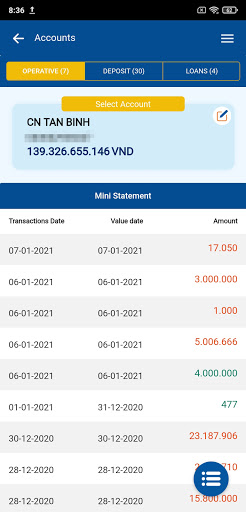 Sacombank mBanking Screen 3