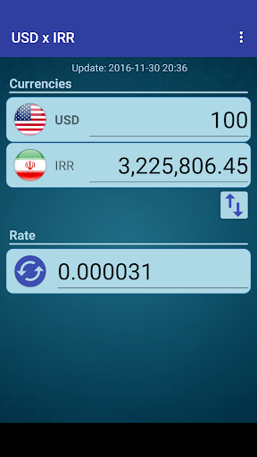 Android application US Dollar to Iranian Rial screenshort