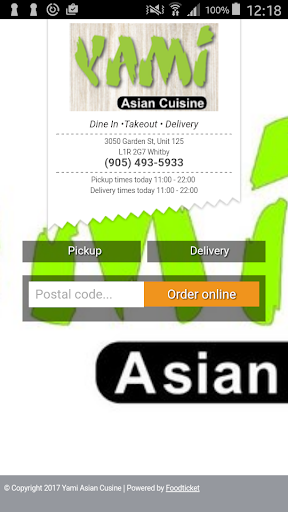 Android application Yami Asian Cuisine screenshort