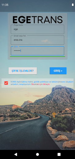 Android application Egetrans Yolcu screenshort