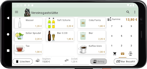 Android application Kasse screenshort