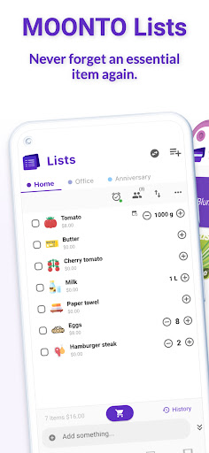 Android application Moonto - Shopping List Maker screenshort
