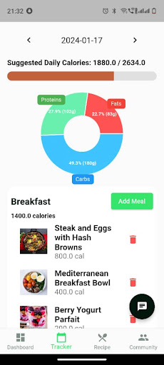 Android application NutriJourney screenshort