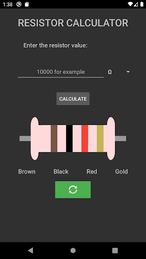 Android application Resistor Calculator screenshort