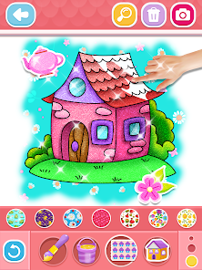 Glitter Doll House Drawing and Coloring for Kids