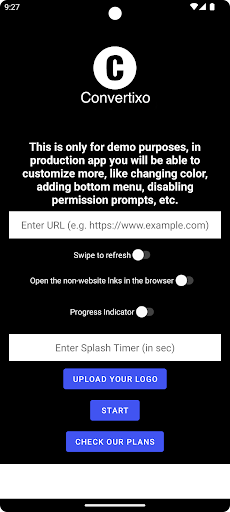 Android application Convertixo screenshort