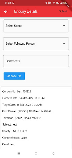 Android application Enquiry screenshort