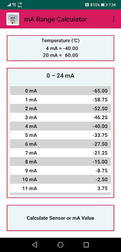 Android application mA Calculator screenshort