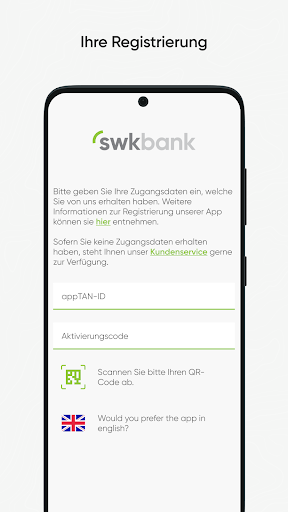 Android application SWK appTAN screenshort