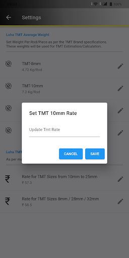 Loha TMT Steel Total Estimate Screen 3