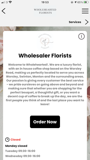 Android application Wholehearted Florists screenshort