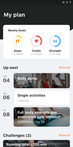 Android application Smart personal training screenshort