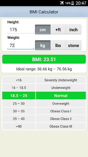 Android application BMI Calculator screenshort