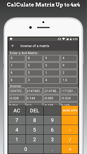Matrix Inversion Calculator Screen 3