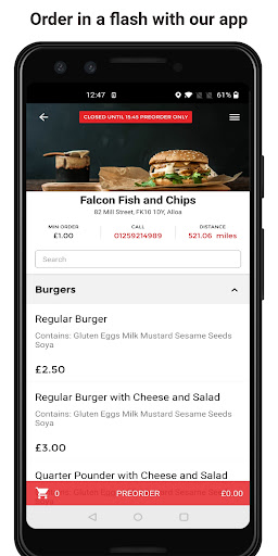 Android application Falcon Fish and Chips screenshort