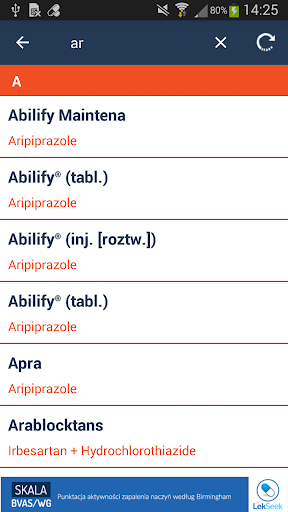 Android application Aptekarz Baza Leków screenshort