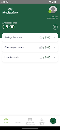 MembersOwn CU Mobile Banking Screen 3