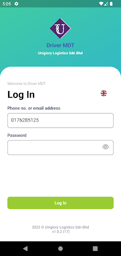 Android application Uniglory Driver App screenshort