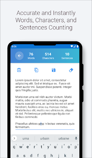 Android application Word and Character counter screenshort
