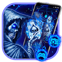 Blue Poker Skull Theme