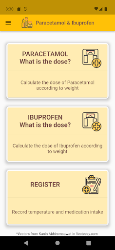Android application Paracetamol and Ibuprofen screenshort