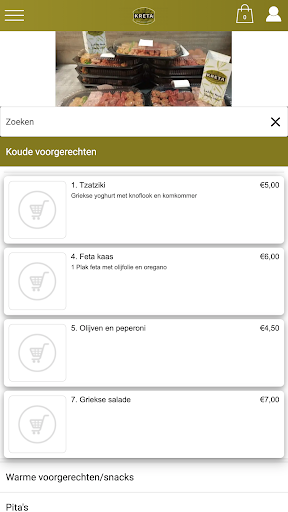 Android application Kreta afhalen en bezorgen screenshort
