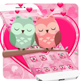 cute pink owl love theme pink love wallpaper icon