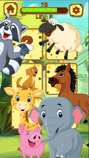 jungle animals memory games for kids.matching game