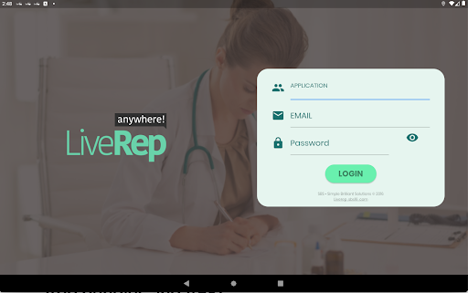 Android application LiveRep (Pharma CRM) screenshort