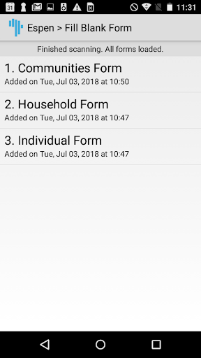 ESPEN Collect Legacy Screen 2