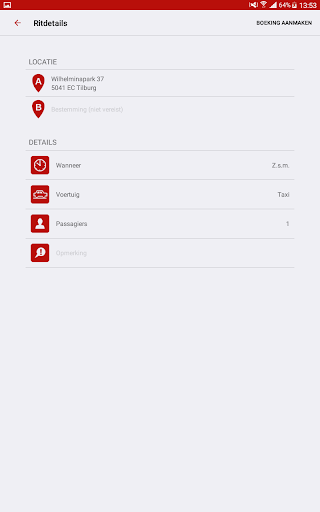 Taxi Adriaan Reserverings App Screen 2