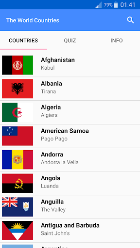 Android application Country Capitals and Currency screenshort