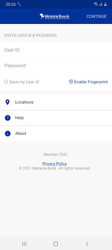 Android application Metairie Bank Mobile screenshort