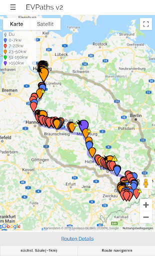 Android application EVPaths.app - Elektroauto Rout screenshort