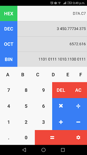 Android application CalcBin Pro screenshort