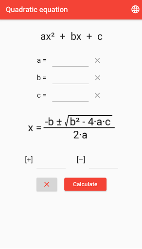 Android application Quadratic equation solver screenshort