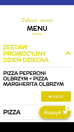 Android application Pizzeria Grześ screenshort