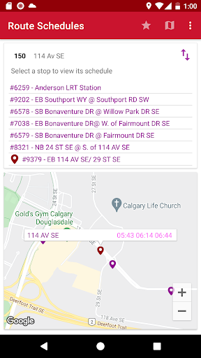 Bus Schedule in Calgary Screen 3