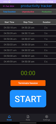 Android application Productivity Tracker screenshort