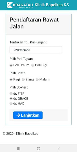 Pendaftaran Klinik Bapelkes KS Screen 3
