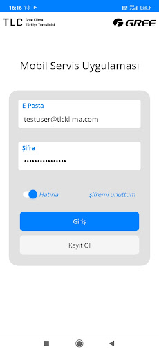 Android application TLC - Mobil Servis Uygulaması screenshort