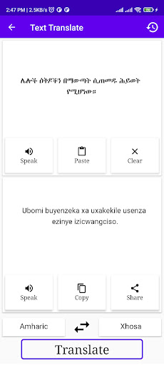 Amharic To Xhosa Translator Screen 2