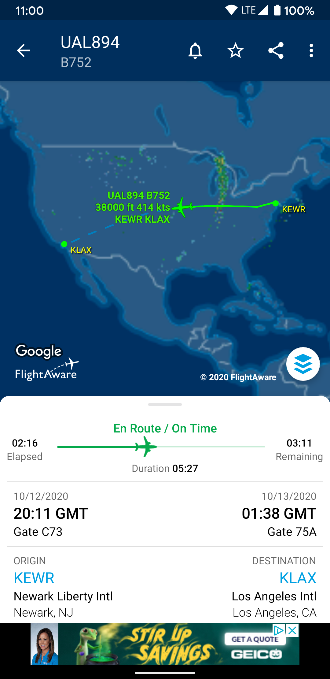 Android application FlightAware Flight Tracker screenshort