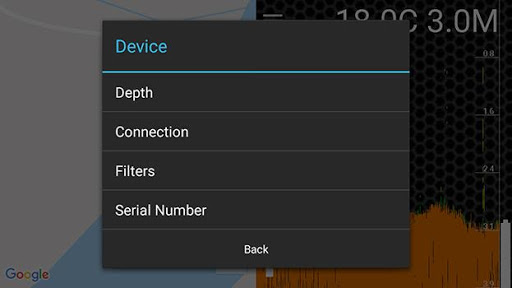 Screenshot of XFishFinder sonar fish finder