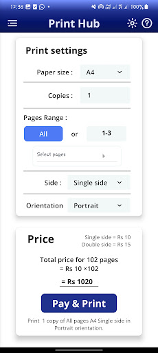 Self Print Hub Screen 2