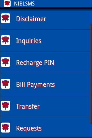 Android application NIBL Mobile (SMS) Banking screenshort