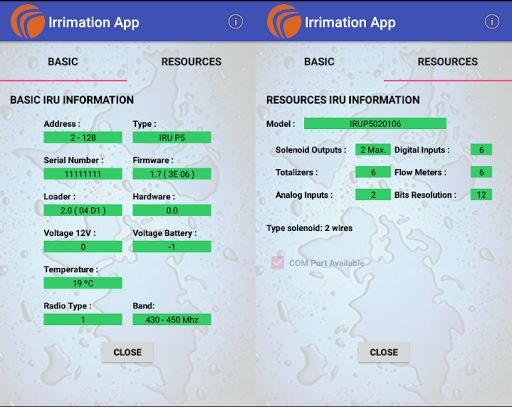 Android application IRRIMATION APP screenshort